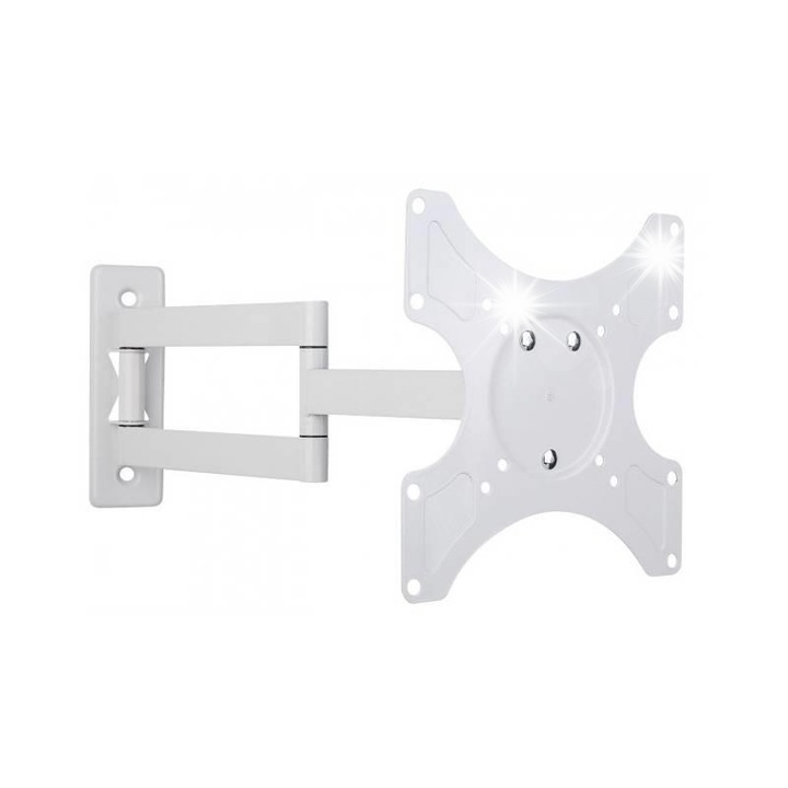 Стойка за телевизор Techly, 19-37 инча, бяла, двойно рамо, регулируема