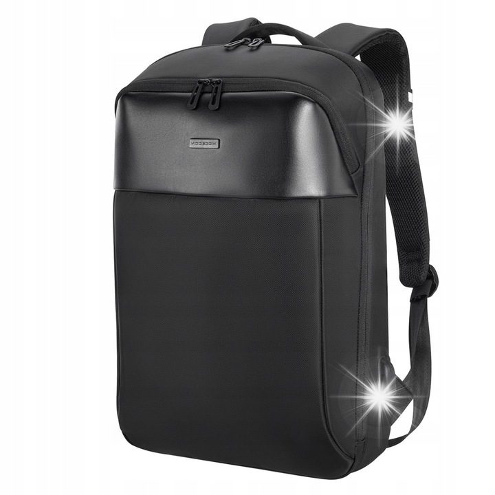 Laptop hátizsák 15,6'', fekete, 30x45x13cm, USB porttal, 4 belső zsebbel