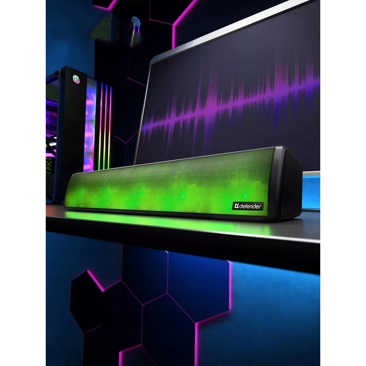 Soundbar Defender Z8, 10W, Bluetooth 5.3, LED, 8.80x7.20x40cm, Negru