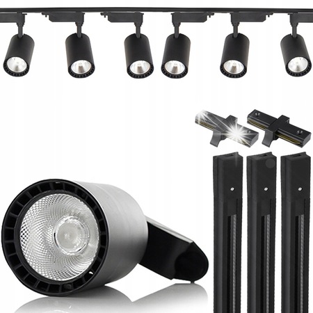 Set 6 Reflectoare LED 3m, Decorya, Negru, 30W, 3000lm - eMAG.ro