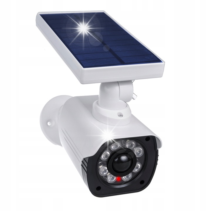 Слънчева камера Maclean SOL1800S със сензор за движение и LED, бяла, 195x85x125 мм, пълен комплект за монтаж