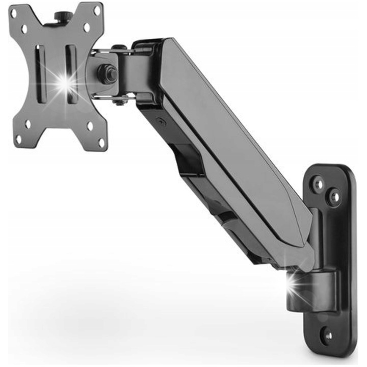 Стойка за монитор за стена Digitus 17"-32", черна, регулируема по височина, със система за управление на кабелите