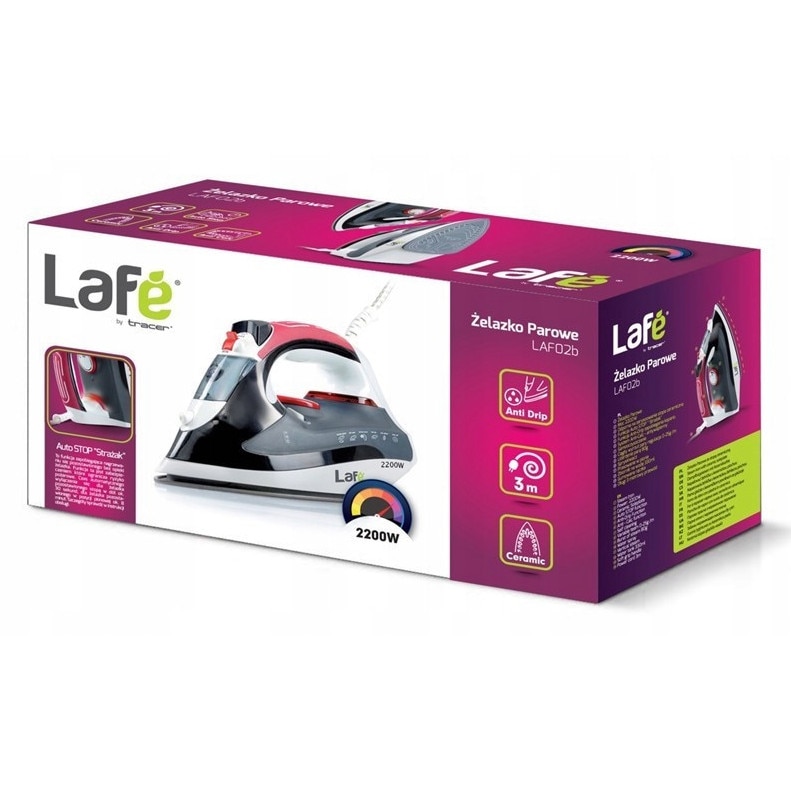 Fier de calcat cu abur Lafe LAF02b, 2200W, ceramica, negru-rosu