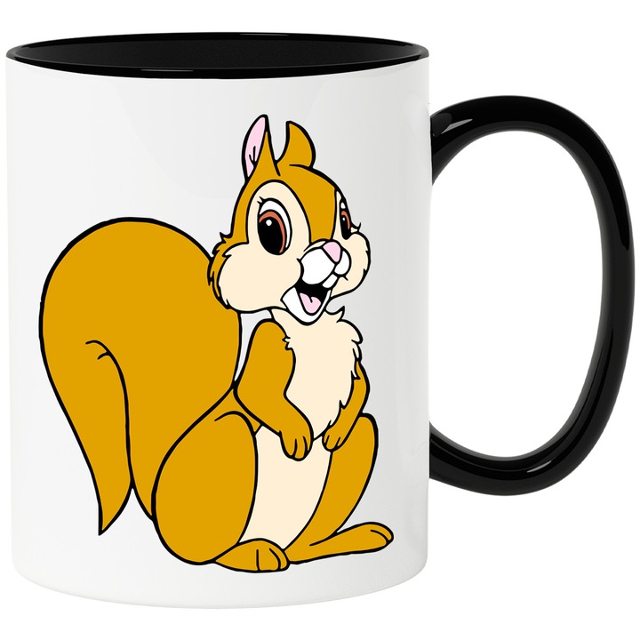 Cana Cu Bambi – Personaj Disney Iconic, Cadou Aventuros si Fermecator, Ceramica, 330ML, Cu Maner si Interior Negru