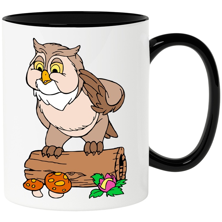 Cana Cu Bufnita din Bambi – Personaj Disney Fermecator, Cadou Amuzant si Colorat, Ceramica, 330ML, Cu Maner si Interior Negru