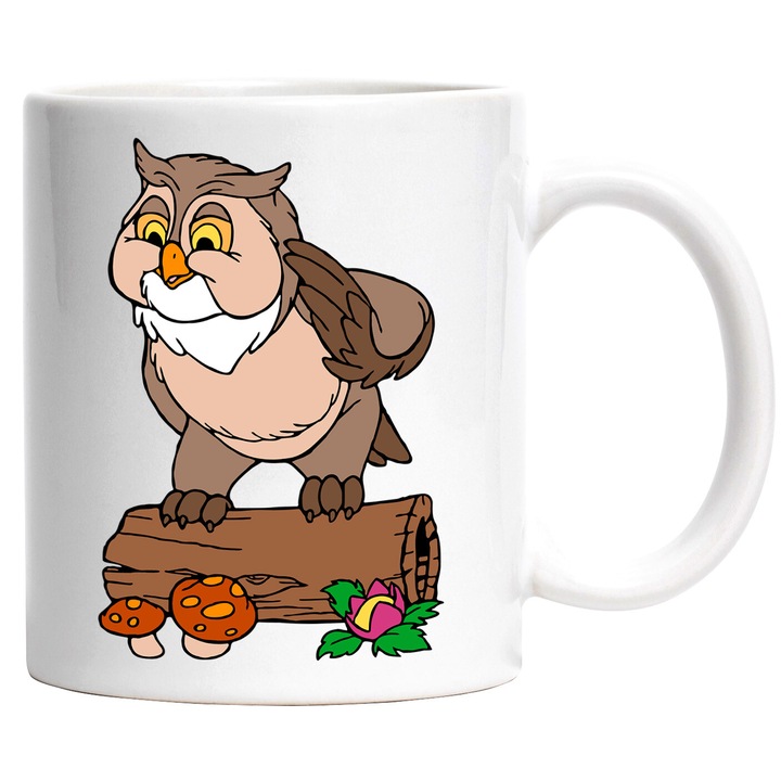 Cana Cu Bufnita din Bambi – Personaj Disney Fermecator, Cadou Amuzant si Colorat, Ceramica, 330ML, Cu Maner si Interior Alb