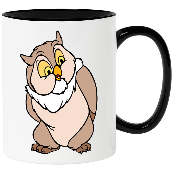 Cana Cu Bufnita din Bambi – Personaj Disney Iconic, Cadou Magic si Colorat, Ceramica, 330ML, Cu Maner si Interior Negru