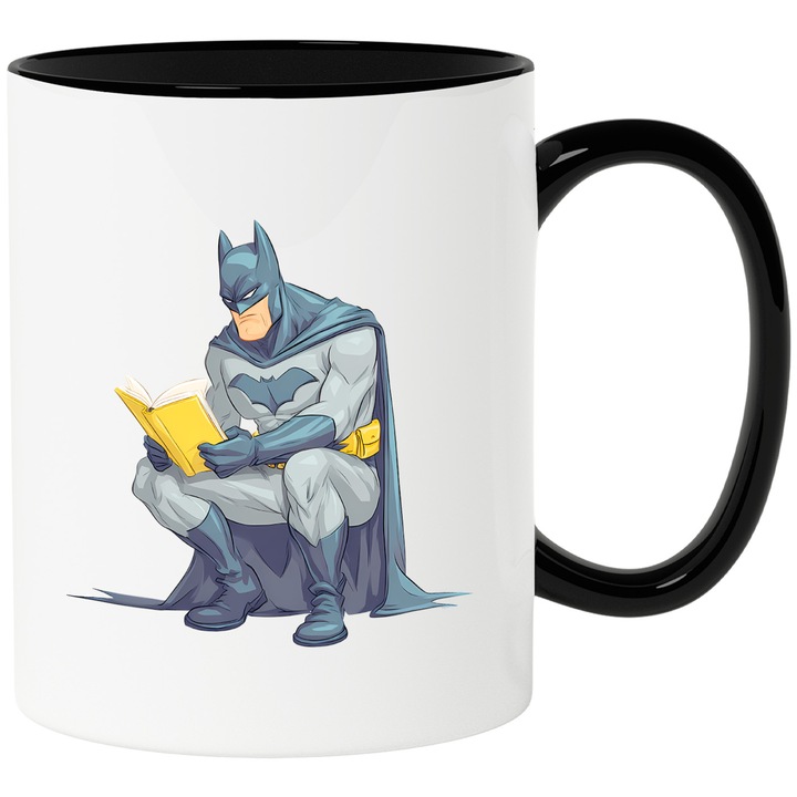 Cana Cu Batman – Cavalerul Intunecat Disney, Cadou Inspirat si Colorat, Ceramica, 330ML, Cu Maner si Interior Negru