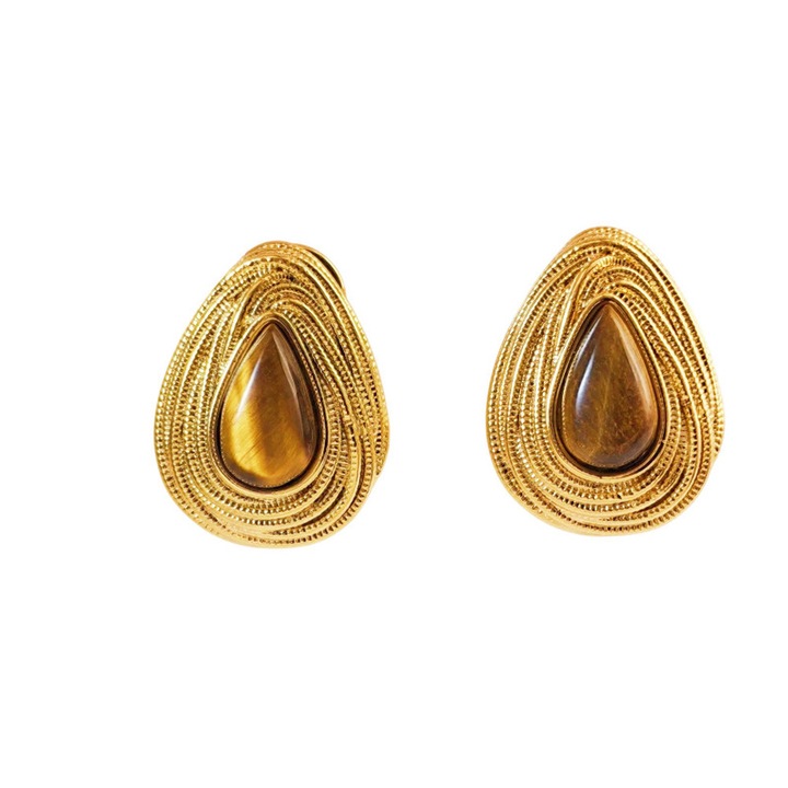 Cercei tip stud, AUVY, silueta in forma de picatura, 1 pereche de cercei + 1 cutie de bijuterii