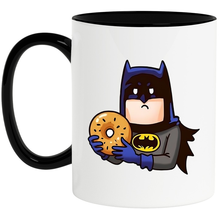 Cana Cu Batman – Design Gotham Iconic, Cadou Colorat si Magic, Ceramica, 330ML, Cu Maner si Interior Negru