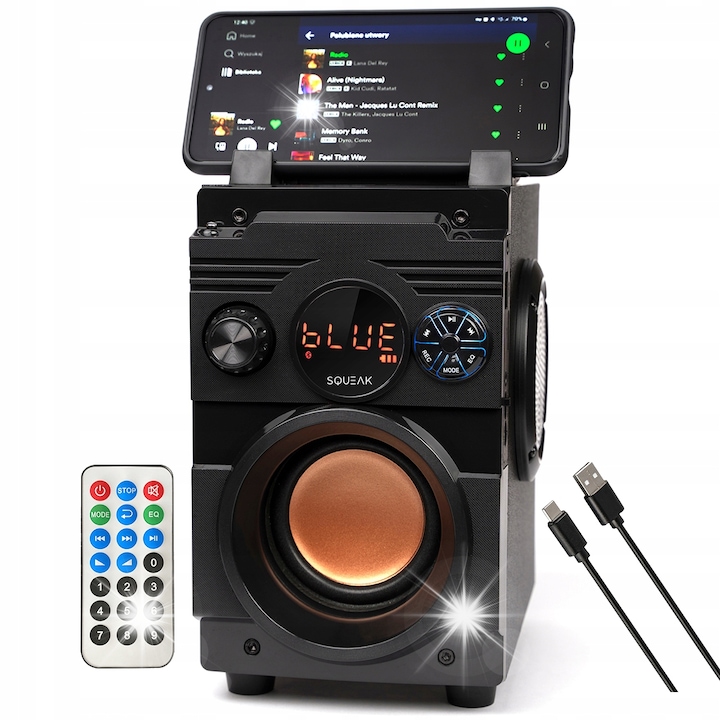Boxa portabila Rebeltec SoundBox 320, Bluetooth/FM/USB, 16W, neagra, 320x120x157mm