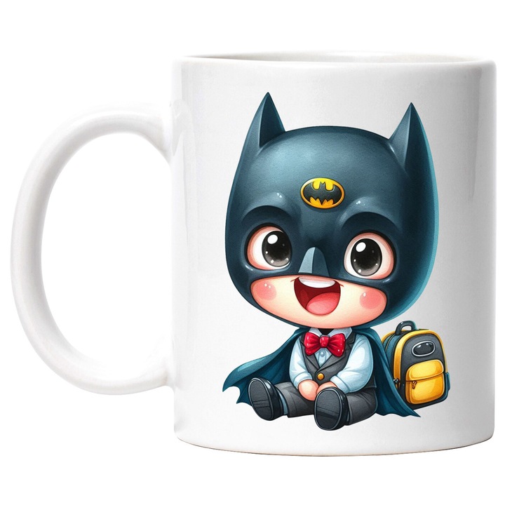 Cana Cu Batman – Design DC Clasic si Aventuros, Cadou Fermecator si Magic, Ceramica, 330ML, Cu Maner si Interior Alb
