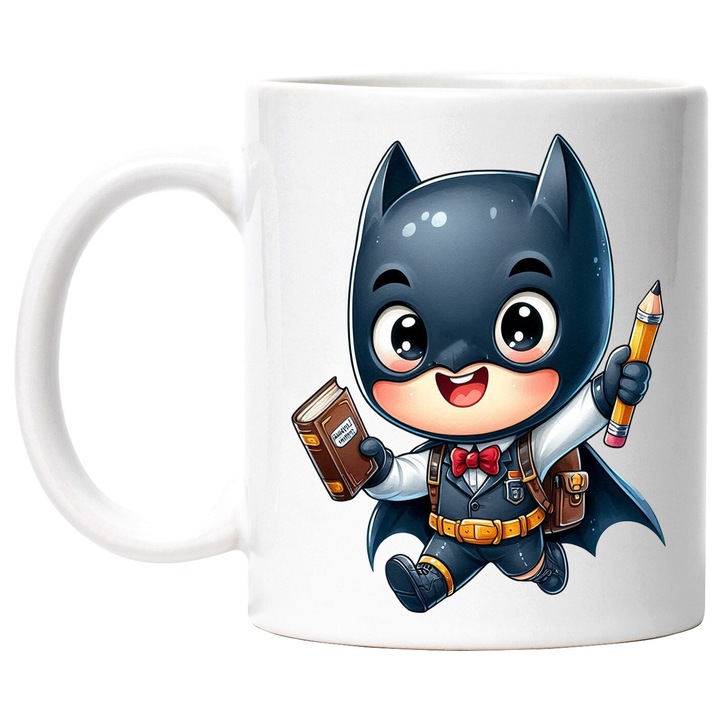 Cana Cu Batman – Cavaler Intunecat Disney, Cadou Colorat si Magic, Ceramica, 330ML, Cu Maner si Interior Alb