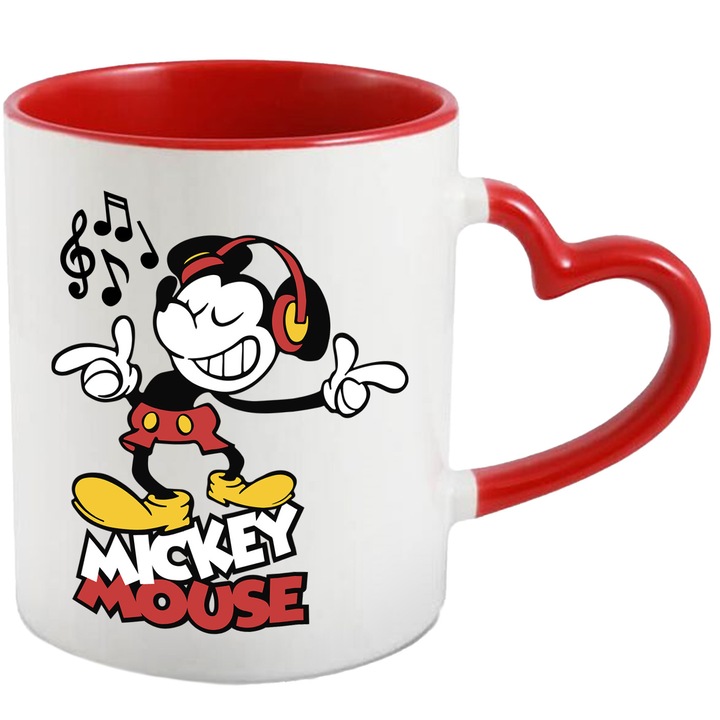 Cana Cu Betty Boop – Personaj Amuzant si Vesel, Cadou Colorat si Aventuros, Ceramica, 330ML, Cu Maner Inima Rosie si Interior Rosu