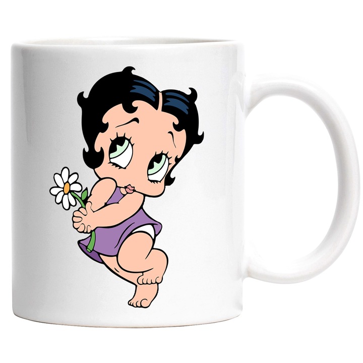 Cana Cu Betty Boop – Personaj Iconic si Vesel, Cadou Colorat si Fermecator, Ceramica, 330ML, Cu Maner si Interior Alb