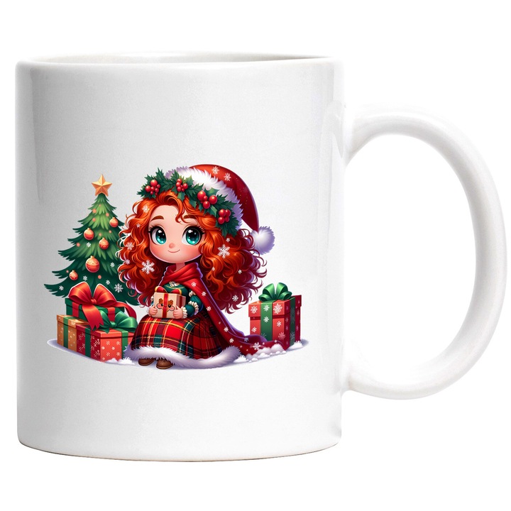 Cana Cu Brave – Eroina Disney Vesela, Cadou Amuzant si Aventuros, Ceramica, 330ML, Cu Maner si Interior Alb