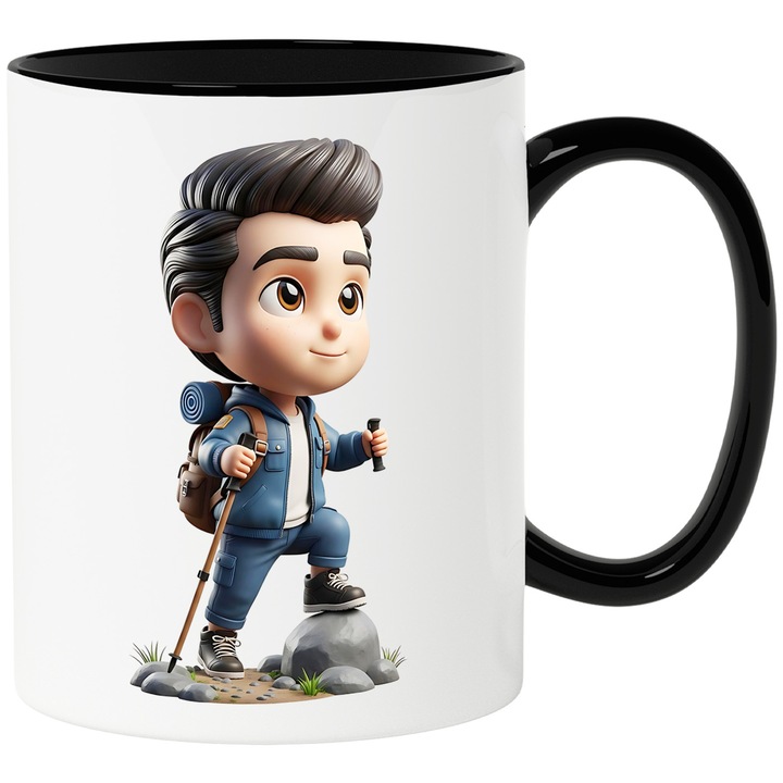 Cana Cu Baby Boss – Erou Aventuros, Cadou Magic si Inspirat, Ceramica, 330ML, Cu Maner si Interior Negru