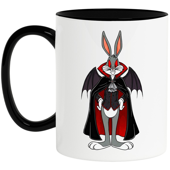 Cana Cu Bugs Bunny – Erou Iconic Disney, Design Unic si Aventuros, Ceramica, 330ML, Cu Maner si Interior Negru