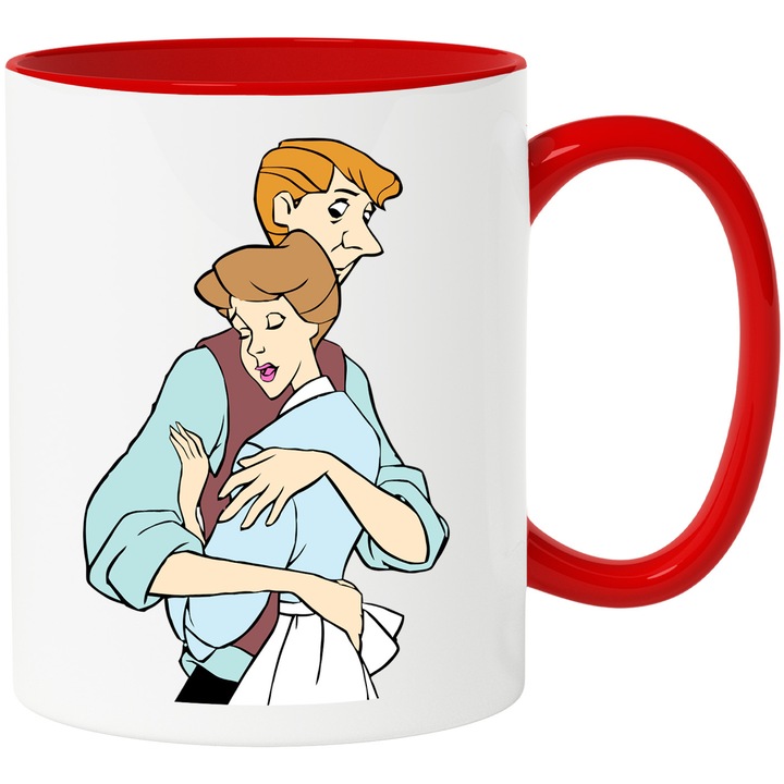 Cana Cu Cainii Dalmatieni – Personaje Clasic Cartoon, Cadou Special si Inspirat, Ceramica, 330ML, Cu Maner si Interior Rosu