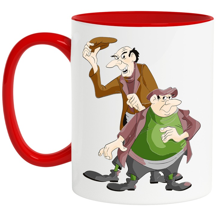 Cana Cu Cainii Dalmatieni – Eroi Cartoon Aventurosi, Cadou Special si Inspirat, Ceramica, 330ML, Cu Maner si Interior Rosu