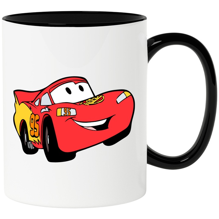 Cana Cu Cars – Personaje Vesel si Iconic, Arta pentru Fani si Aventuros, Ceramica, 330ML, Cu Maner si Interior Negru