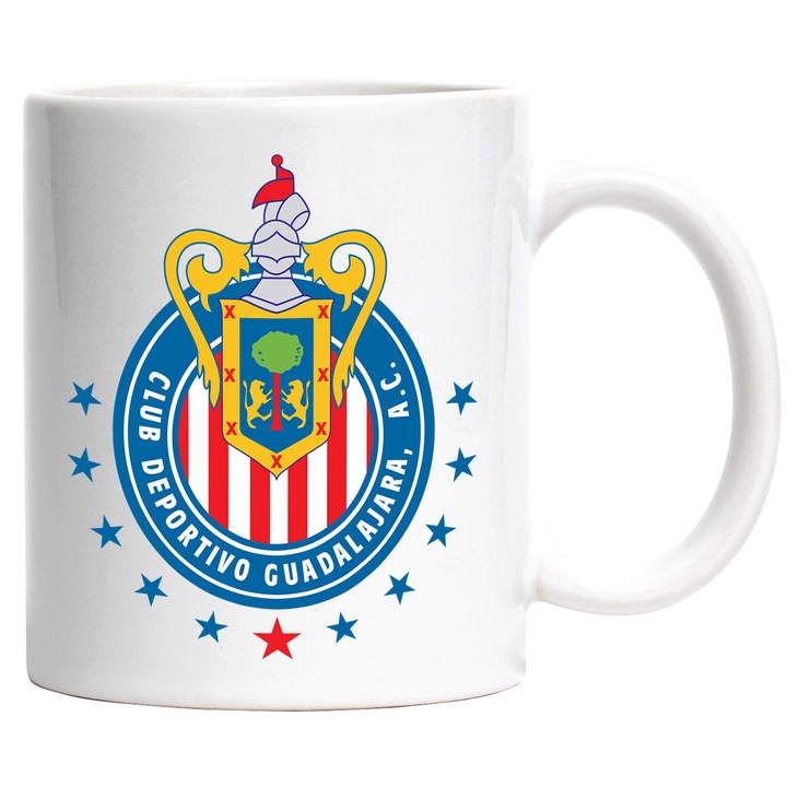 Cana Cu Chivas, Emblema Echipei de Fotbal, Ceramica, 330ML, Cu Maner si Interior Alb