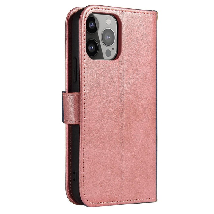 Flip tok Magnet Case pénztárcával és állvánnyal, kompatibilis Samsung Galaxy S23-mal, rózsaszín
