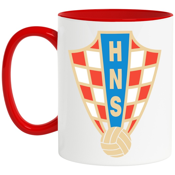 Cana Cu Emblema Echipei nationale, Croatia, Ceramica, 330ML, Cu Maner si Interior Rosu