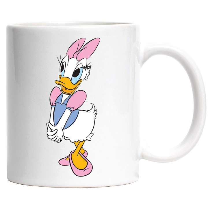 Cana ceramica cu Daisy Duck, design aventuros si nostalgic, interior alb, 330ml