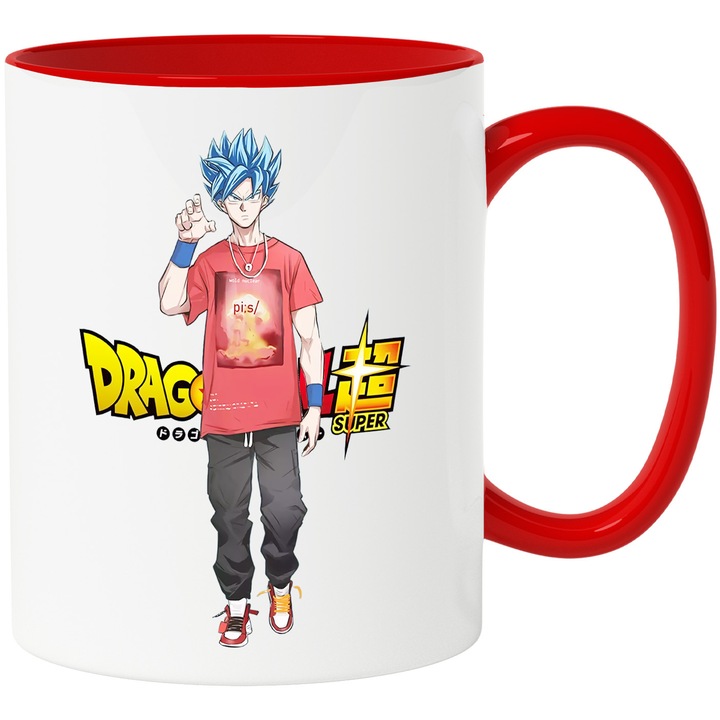Cana Cu Dragon Ball Z – Eroi Iconici si Aventurosi, Cadou Special si Aventuros, Ceramica, 330ML, Cu Maner si Interior Rosu