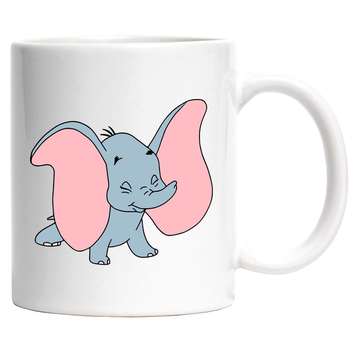 Cana Cu Dumbo – Personaj Disney Vesel, Arta Vesela si Aventuros, Ceramica, 330ML, Cu Maner si Interior Alb