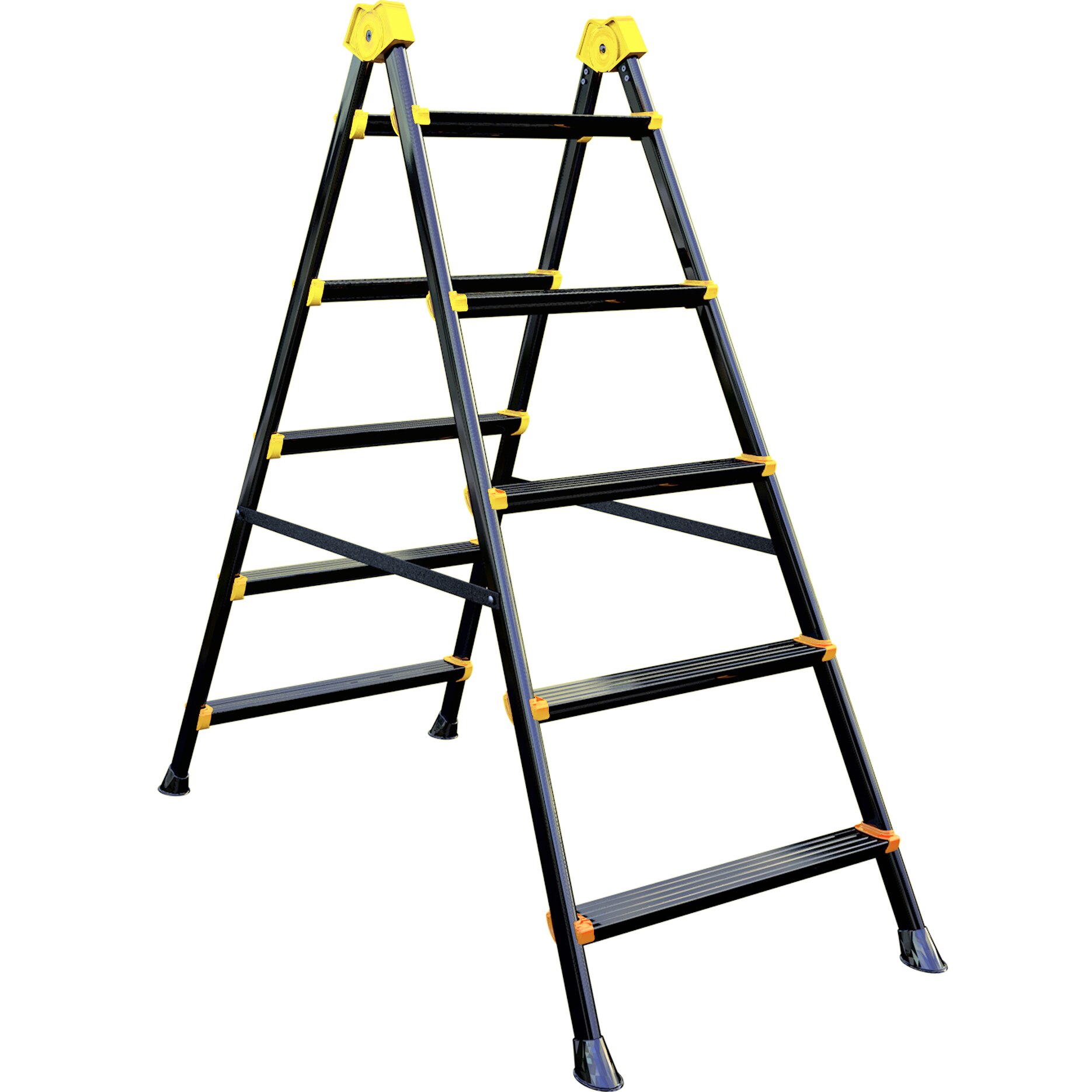Scara otel pliabila dubla 2x5 trepte SmartStorage 1704, 125kg greutate maxima admisa, 116.5cm inaltime la ultima treapta