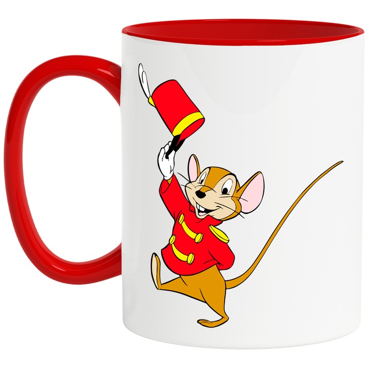 Cana Cu Dumbo – Erou Aventuros si Nostalgic, Cadou Special si Aventuros, Ceramica, 330ML, Cu Maner si Interior Rosu