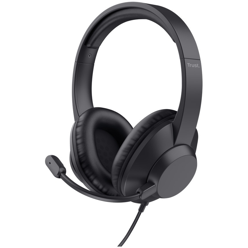 Casti Gaming cu fir Trust Ayda Max, microfon, drivere 40mm, 85% plastic reciclat, USB-A, Negru