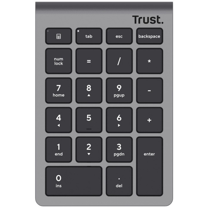 Tastatura Numerica Wireless Trust XALAS, 2.4GHz USB micro receiver, 22 de taste, gri