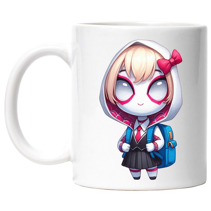 Cana Cu Gwen Stacy – Spider-Woman, Stil Urban si Aventuros, Cadou Unic si Creativ, Ceramica, 330ML, Cu Maner si Interior Alb