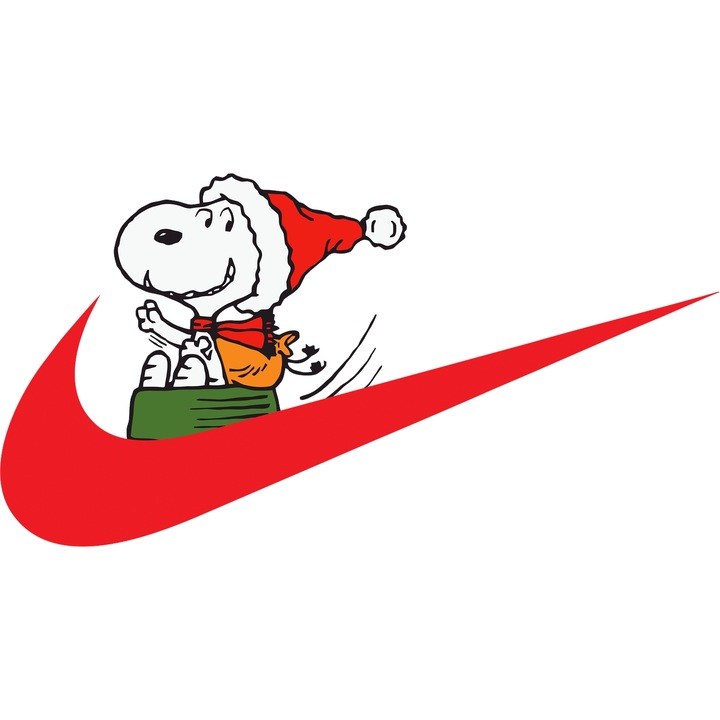 Sticker Adeziv Cu Snoopy, Cu Textul "Nike" - Design 1, cu Margini Albe, PVC Vinyl 90CM