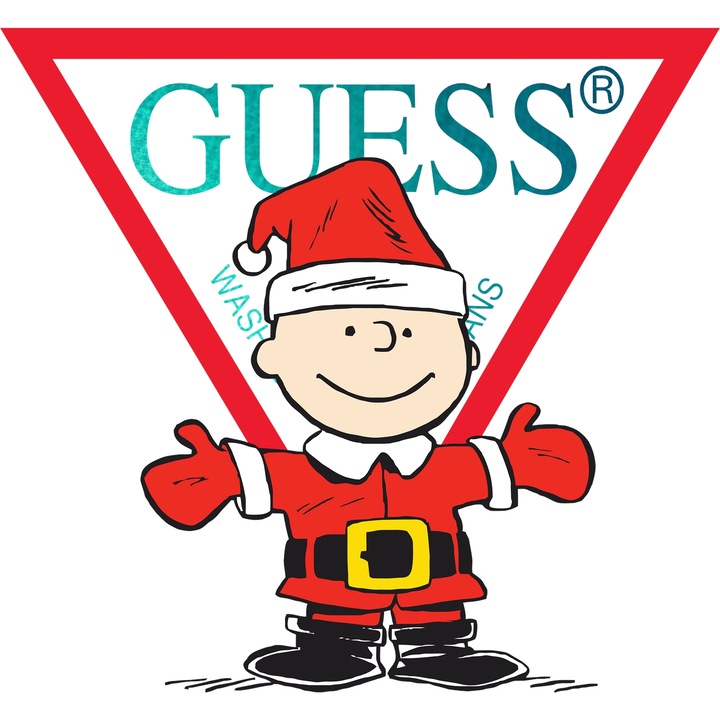 Sticker Adeziv Cu Snoopy, Cu Textul "Guess" - Design 2, cu Margini Albe, PVC Vinyl 40CM