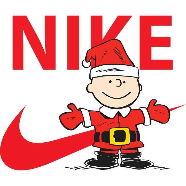 Sticker Adeziv Cu Snoopy, Cu Textul "Nike" - Design 2, cu Margini Albe, PVC Vinyl 80CM