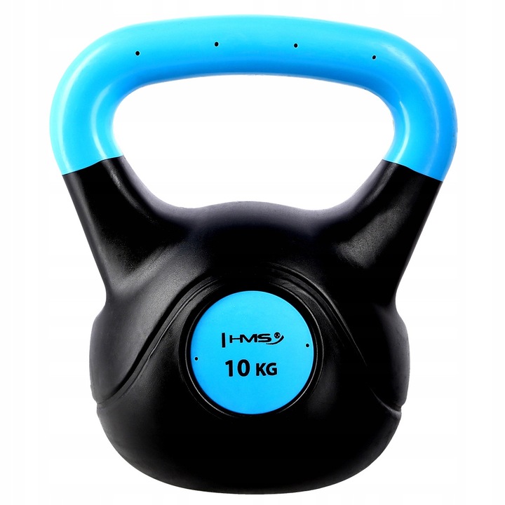 Kettlebell hantela HMS KPC02, compozit cu umplutura din ciment, maner PE 45 mm, negru/albastru, 10 kg