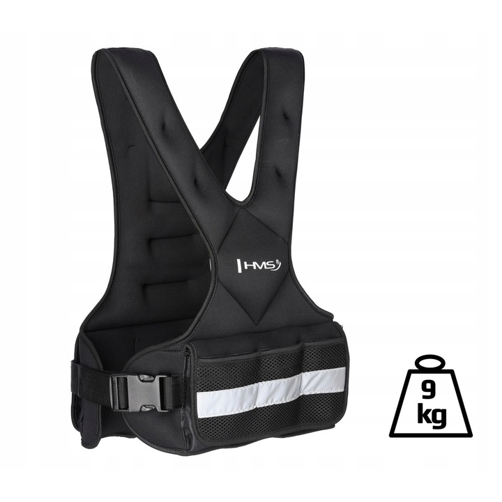 Vesta cu greutati HMS KOR09, reglabila, 9kg, neopren, 45x13-40cm
