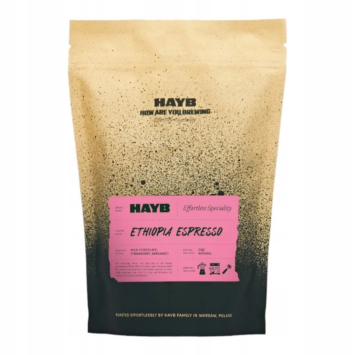 Cafea boabe HAYB Etiopia Espresso 100% Arabica 1kg, gust dulce, note de ciocolata, trandafir, trasaturi fructate