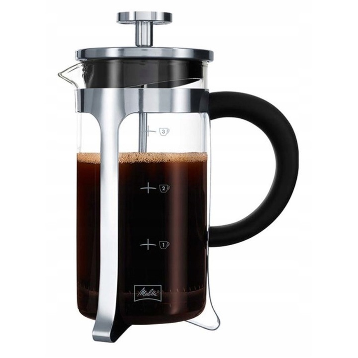 Melitta French Press Premium kávéfőző 350ml, boroszilikát üveg, inox, 3 csésze