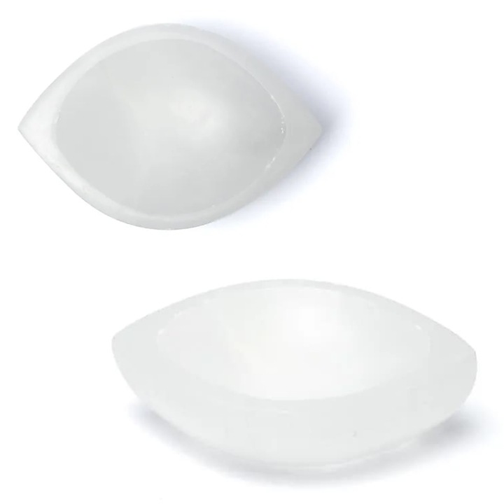 Bol din selenit în formă de ochi, purificare energetică, 13x14cm, decor natural