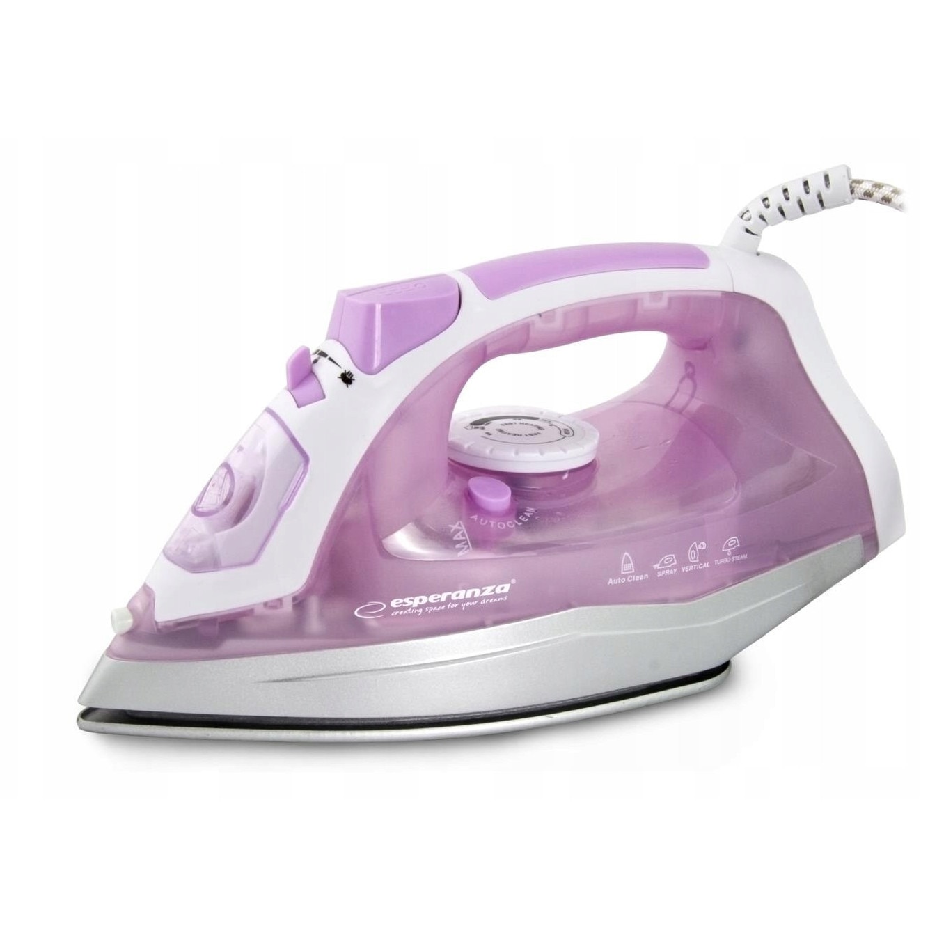 Fier de calcat cu aburi Esperanza Tulle ceramic 2400W alb