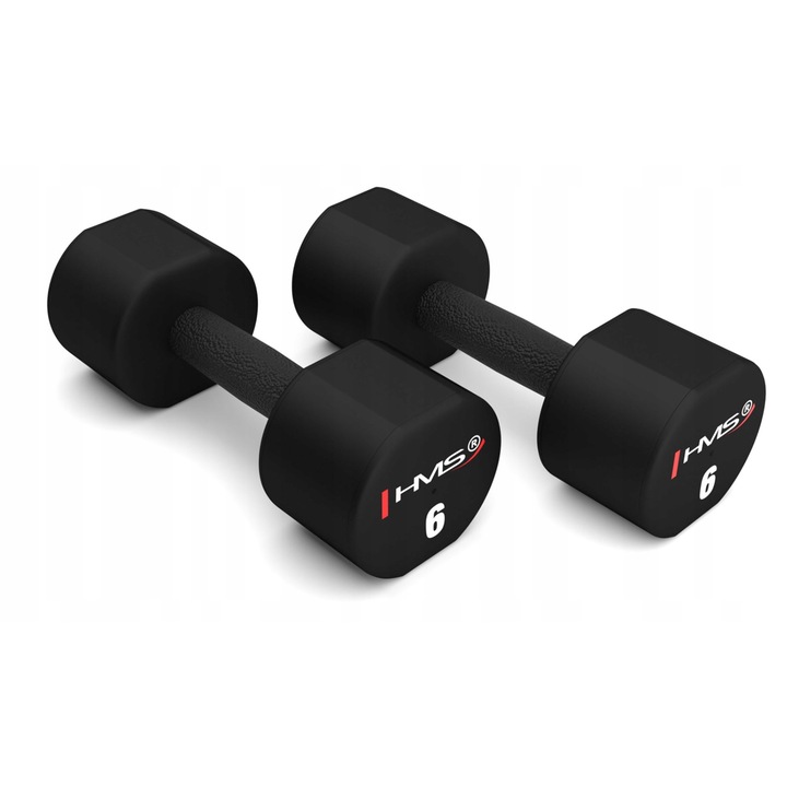 Set 2 haltere poliuretanowe HPT06, 6 kg, TPU, 26,7x3,1x7,4cm, negru