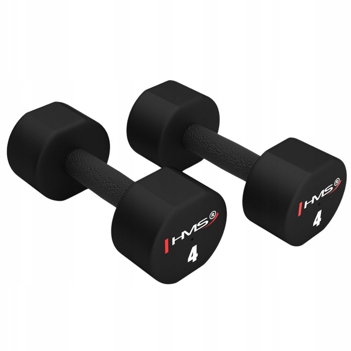Set 2 haltere poliuretanowe HPT04, 2x4 kg, negru, 24,1x3,1x6cm