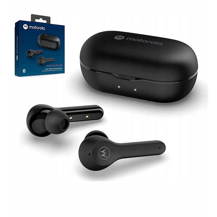 Casti wireless Motorola MOTO BUDS 085, rezistente la apa, control vocal, negru, S/M/L