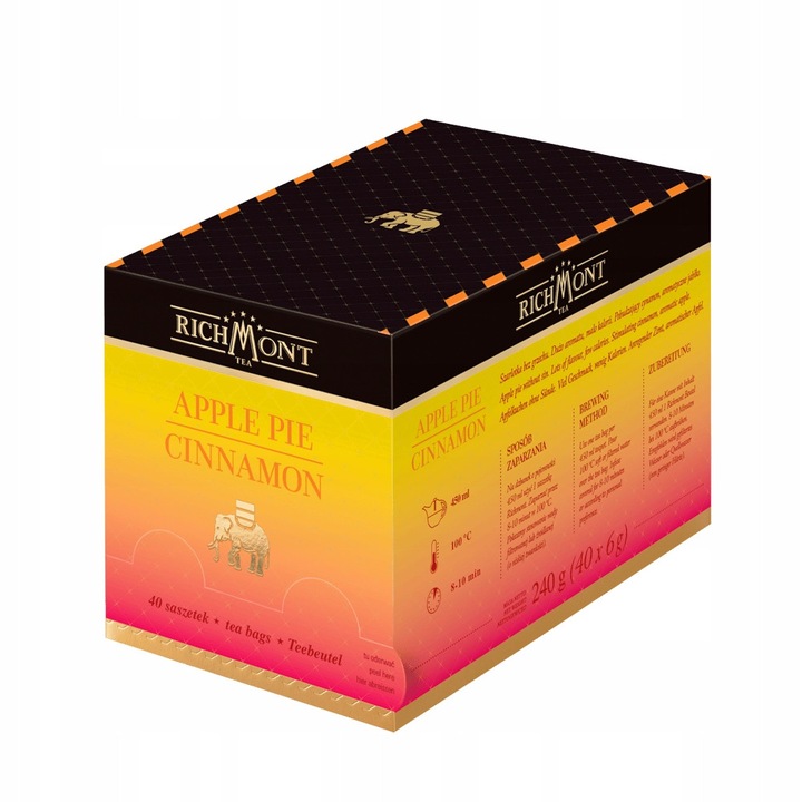 Ceai de fructe si plante Richmont Tea, aroma Apple Pie Cinnamon, 40x6g