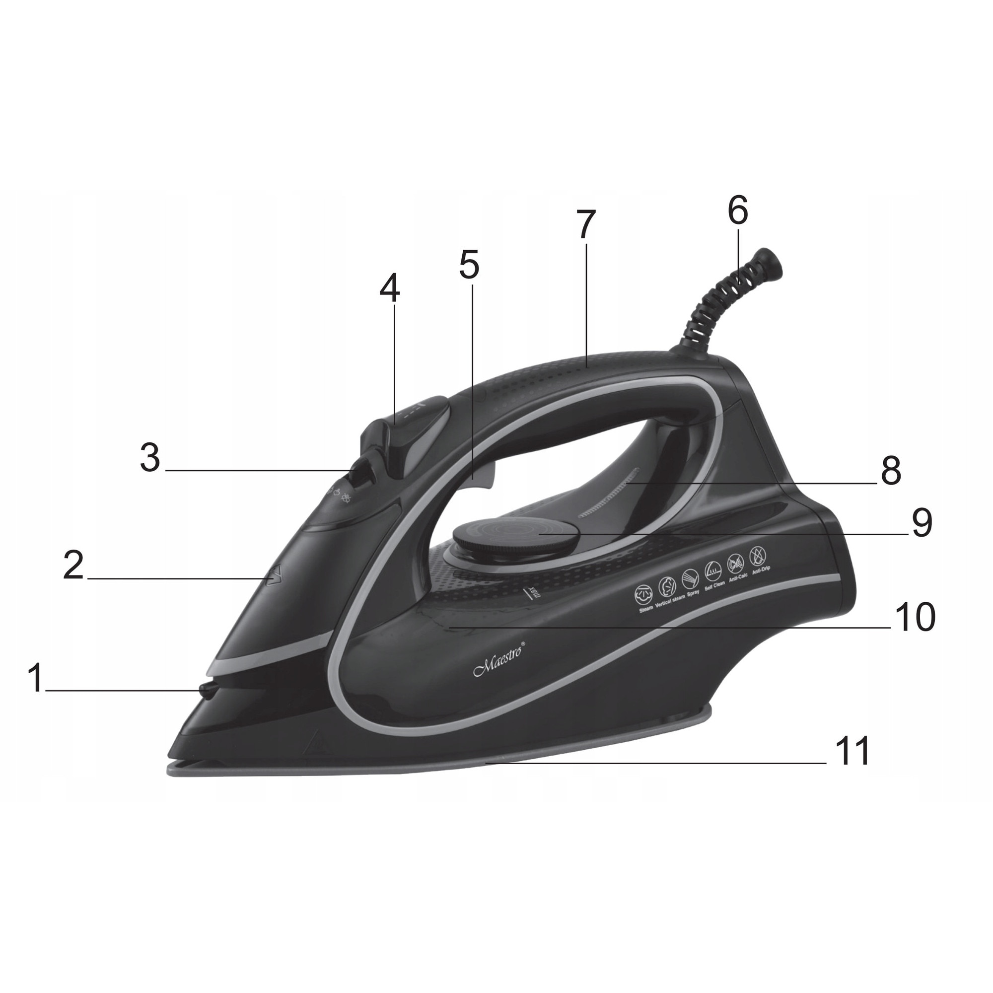 Fier de calcat cu abur Maestro MR-310, 2400W, talpa ceramica, functie de calcare verticala, 220-240V